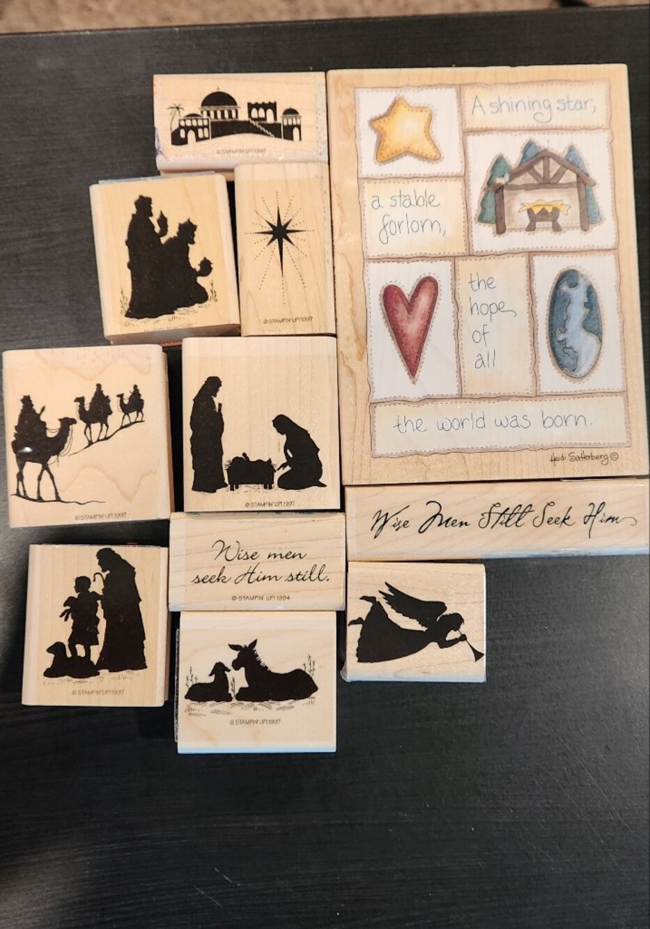 Religious Themed Rubber Stamp Set with Nativity Silhouettes